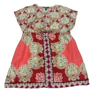 Tommy Bahama Silk Dress Floral Floral Pink Red Black Feminine Cute Lightweight